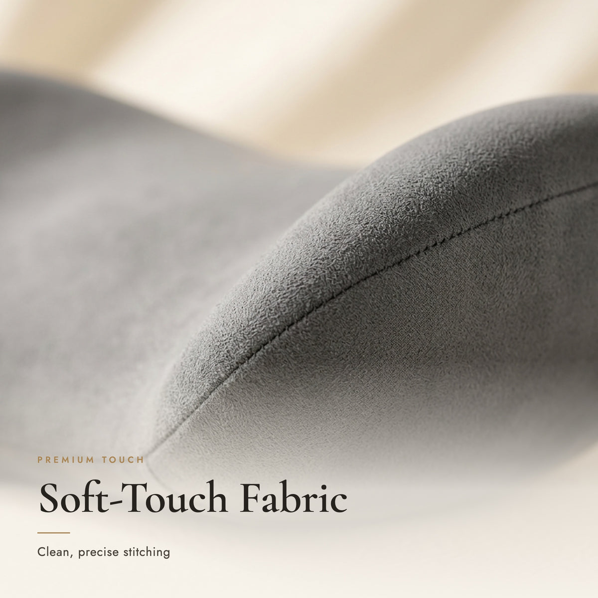 Close-up of the soft-touch fabric and seam stitching